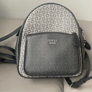 GUESS Black and Gray Signature Mini Backpack